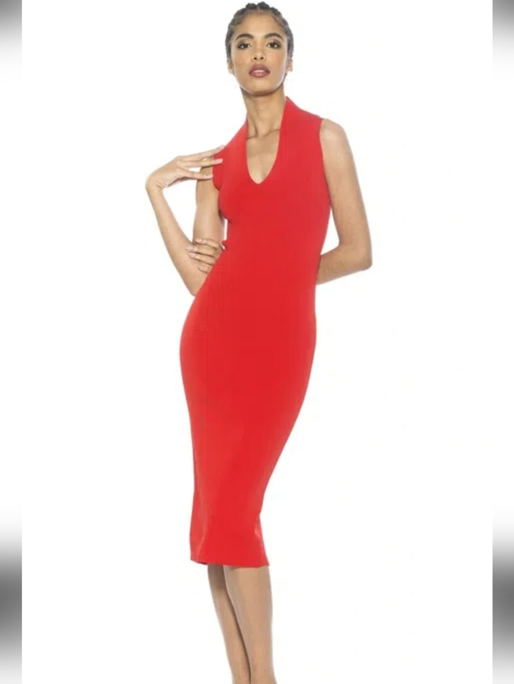 Alexia Admor Letitia Sheath Midi Dress – Red | NWT | Size L